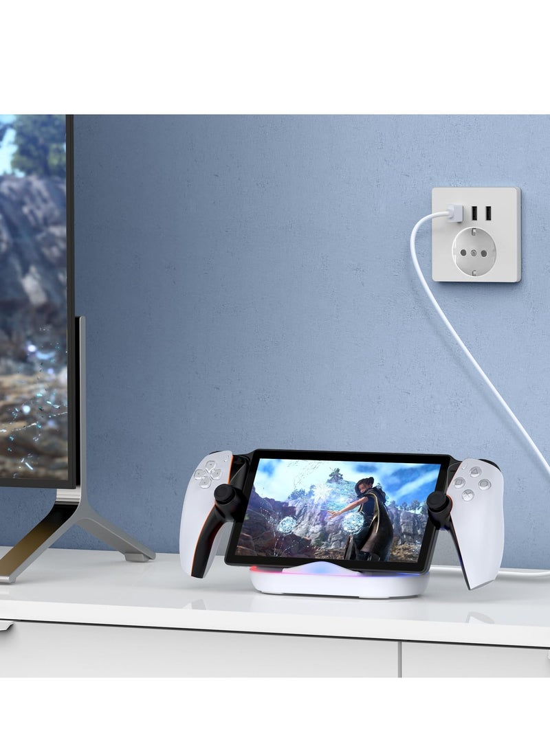 Generic - RGB Charging Dock Charging Stand for Playstation Portal Remote Player Portable Charging Station for PS5 Portal Consoles Accessories with 14 Lighting Modes and Type-C Cable - Image 1