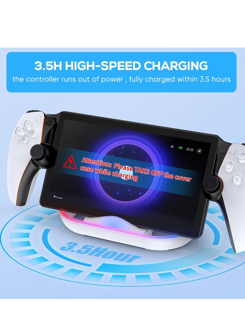 Generic - RGB Charging Dock Charging Stand for Playstation Portal Remote Player Portable Charging Station for PS5 Portal Consoles Accessories with 14 Lighting Modes and Type-C Cable - Image 1