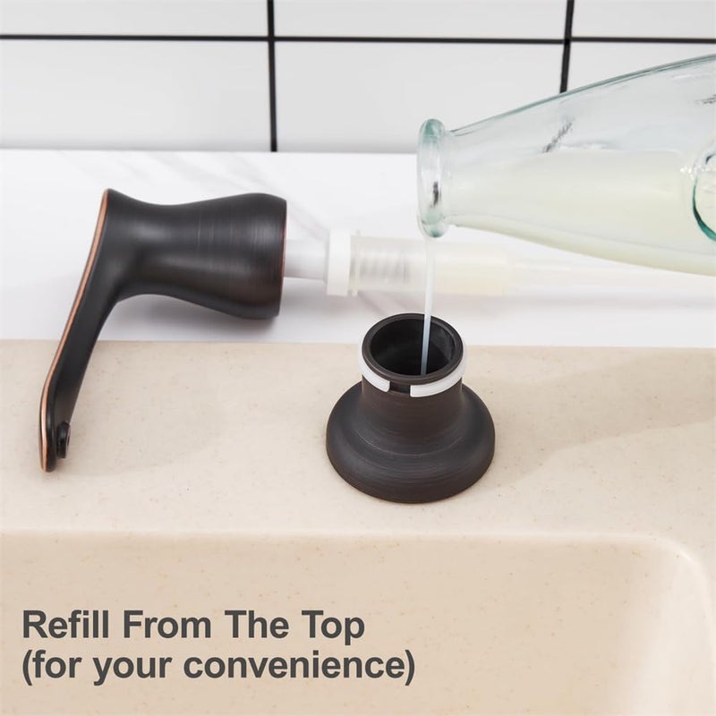 Bronze Kitchen Sink Soap Dispenser, Built-In 13 OZ Bottle, Refill from The Top, Liquid Soap Dispenser for Kitchen Sinks - Image 4
