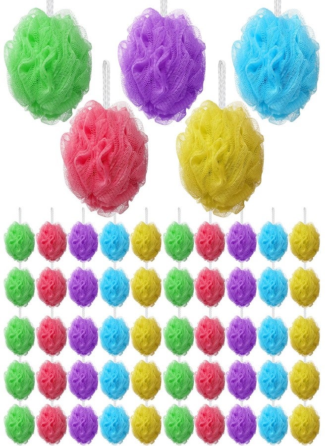Nitial 50 Pcs Large Bath Shower Loofah Sponge Bulk 60g Exfoliating Bath Sponge Soft Shower Scrunchies Colorful Bath Loofahs for Men Women Shower(Fresh Color) - Image 1