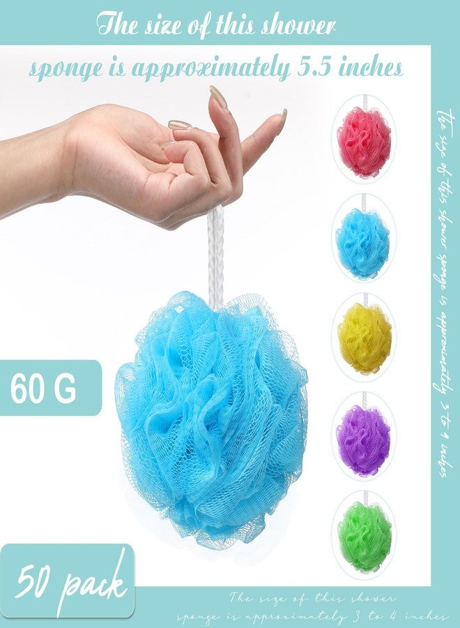 Nitial 50 Pcs Large Bath Shower Loofah Sponge Bulk 60g Exfoliating Bath Sponge Soft Shower Scrunchies Colorful Bath Loofahs for Men Women Shower(Fresh Color) - Image 2