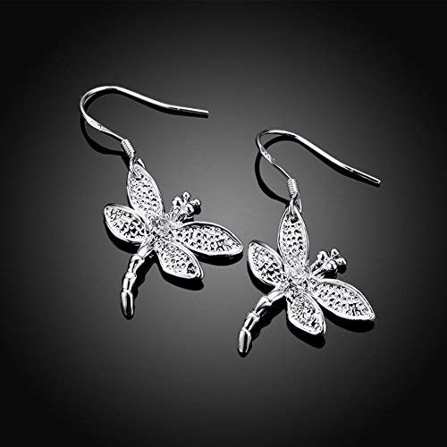 FIFATA Catwalk Sterling Silver 925 Women's Vivid Animals Small Dragonfly Pendant Drop Earrings - Image 4
