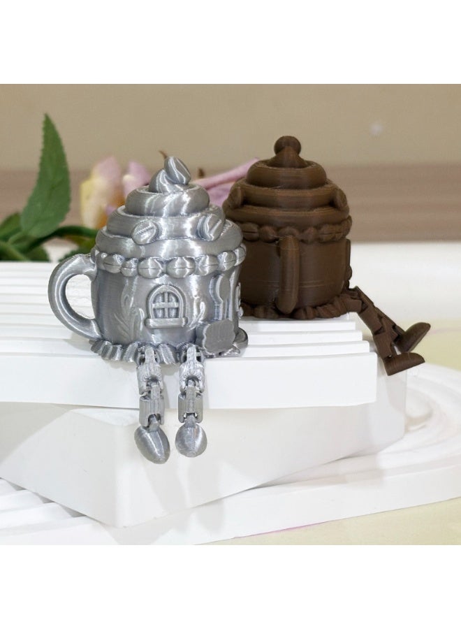 3D Printed Whimsical Coffee House Miniature Decor Set with Articulated Legs, PLA - Fairy Cottage & Mug House Designs - Image 3
