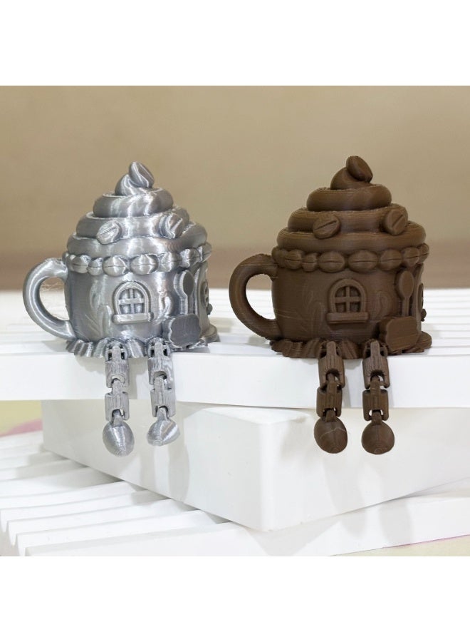 3D Printed Whimsical Coffee House Miniature Decor Set with Articulated Legs, PLA - Fairy Cottage & Mug House Designs - Image 2