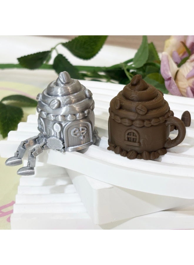 3D Printed Whimsical Coffee House Miniature Decor Set with Articulated Legs, PLA - Fairy Cottage & Mug House Designs - Image 4