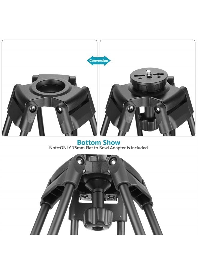 Neewer 75mm Bowl Adapter, Metal Half Ball Flat to Bowl Adapter Convert with 3/8-inch Screws Mount on Tripod and Fluid Head for Neewer TA60/2500/3500, Manfrotto 501/502/504 - Image 1