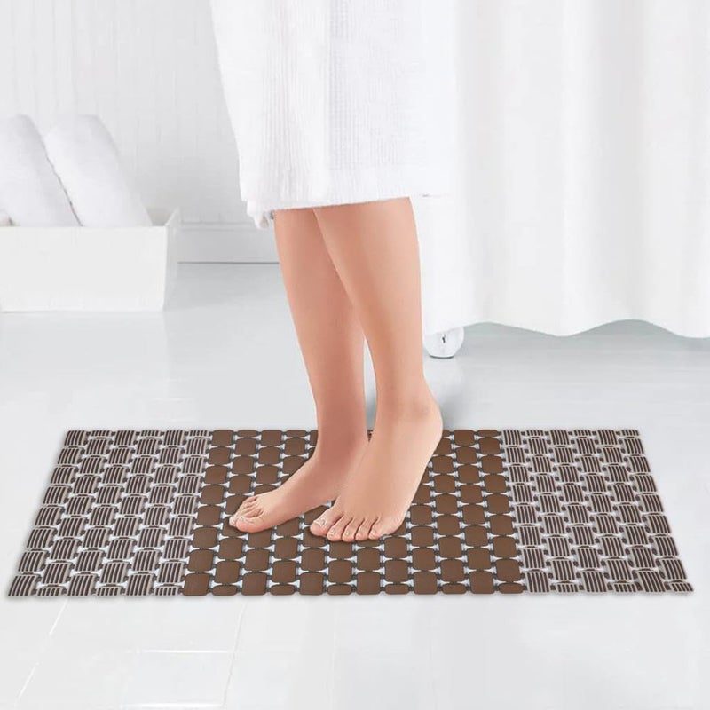 Home-Cloud Shower Mat |Elevate Your Bathing Experience TPE Anti-Slip Spa Shower Mat with Suction Cups for Unrivaled Safety and Comfort | L70xW40cm (Dark Brown) - Image 1
