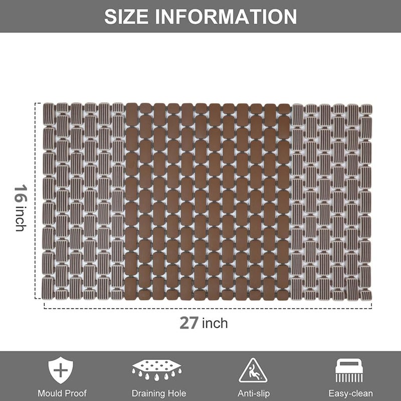 Home-Cloud Shower Mat |Elevate Your Bathing Experience TPE Anti-Slip Spa Shower Mat with Suction Cups for Unrivaled Safety and Comfort | L70xW40cm (Dark Brown) - Image 2