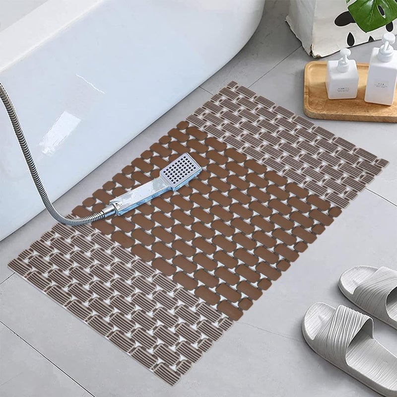 Home-Cloud Shower Mat |Elevate Your Bathing Experience TPE Anti-Slip Spa Shower Mat with Suction Cups for Unrivaled Safety and Comfort | L70xW40cm (Dark Brown) - Image 4
