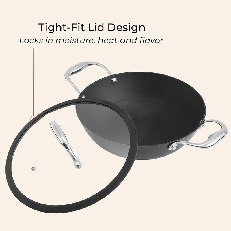 Vinod Ferona Lightweight Cast Iron Kadai - 2.2 L, 24 cm | No Seasoning Required | Naturally Stick-Free | Metal Spoon Friendly | Gas, Induction Base| Rust-Proof | PTFE & PFOA Free | 2-Year Warranty - Image 4