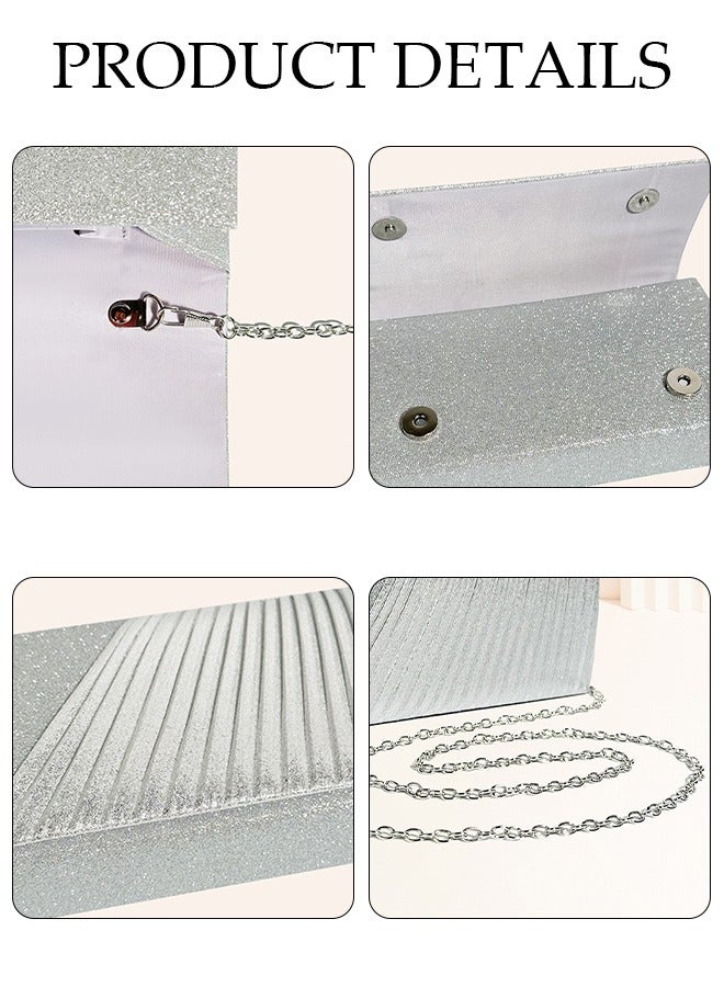DUNISO Women Shiny Glitter Evening Clutch Crossbody Bag Envelope Handbag Chain Purse for Wedding Formal Cocktail Party  - Image 2