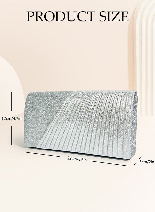 DUNISO Women Shiny Glitter Evening Clutch Crossbody Bag Envelope Handbag Chain Purse for Wedding Formal Cocktail Party  - Image 3