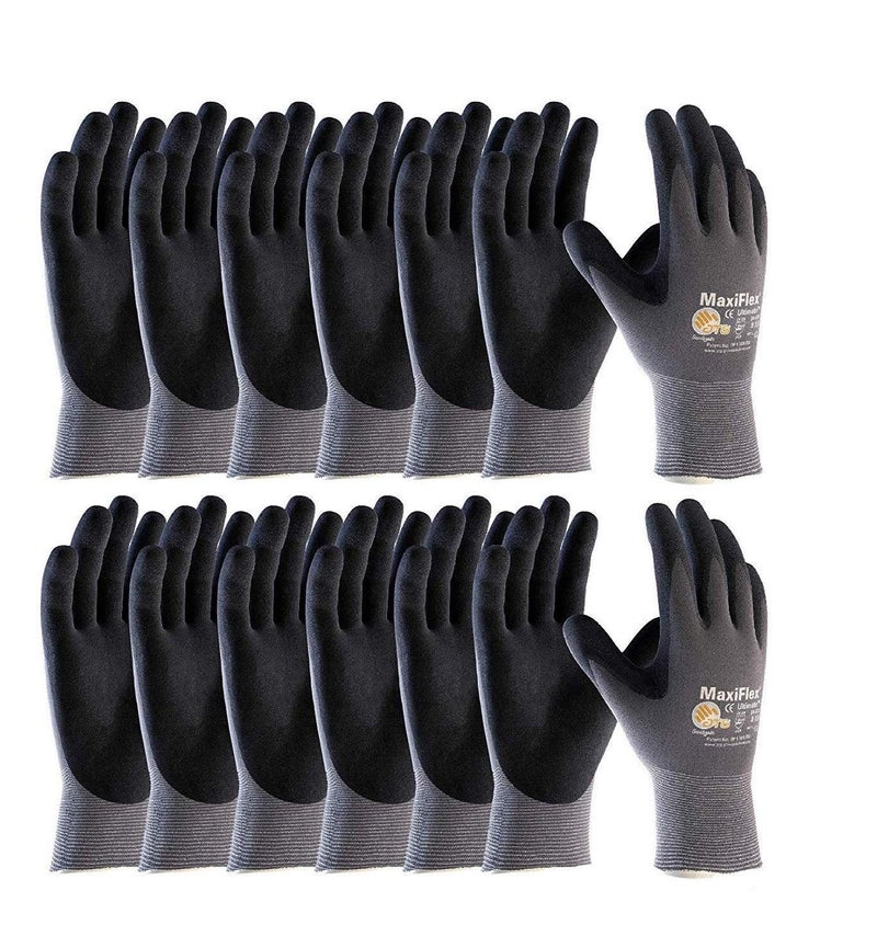 MaxiFlex 34-874 Ultimate - Nylon Micro-Foam Nitrile Grip Gloves - Black/Gray - X-Large - 12 Pairs (Dozen) - Image 1