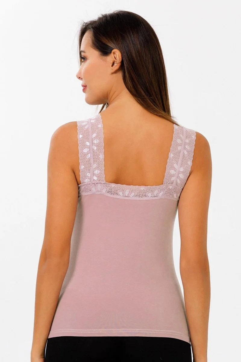 سينسو Women's Collar and Strap Lace Cotton Undershirt Gulkursu - ATL2006