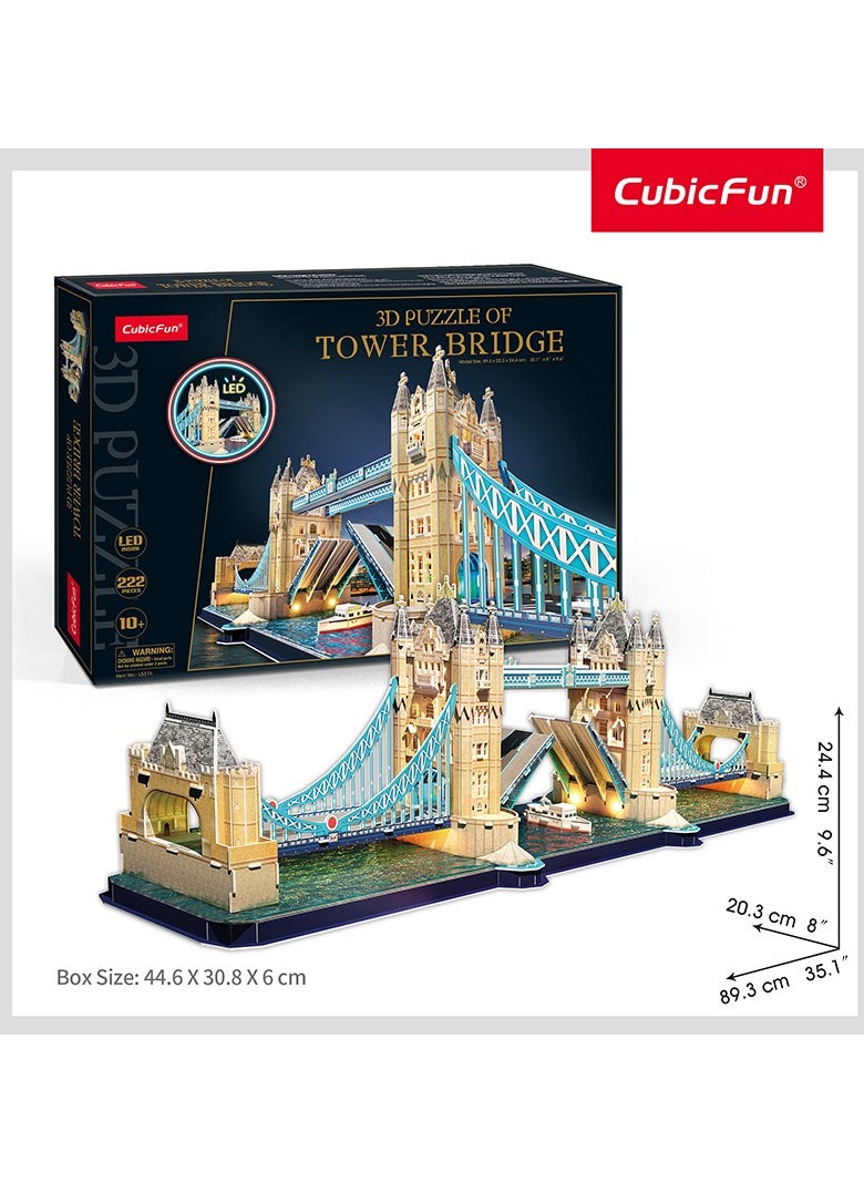 CubicFun - CubicFun 3D LED Puzzles Tower Bridge 222 Pieces | Building Kit | For Adults and Children - Image 1