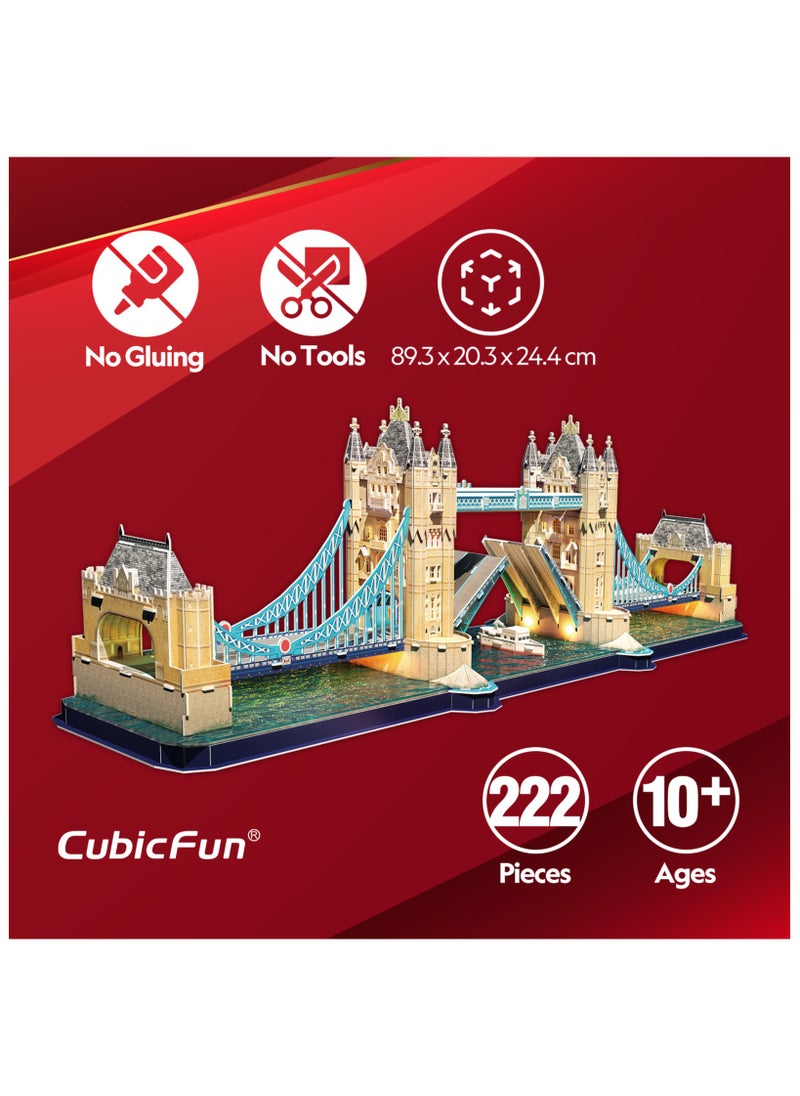 CubicFun - CubicFun 3D LED Puzzles Tower Bridge 222 Pieces | Building Kit | For Adults and Children - Image 1