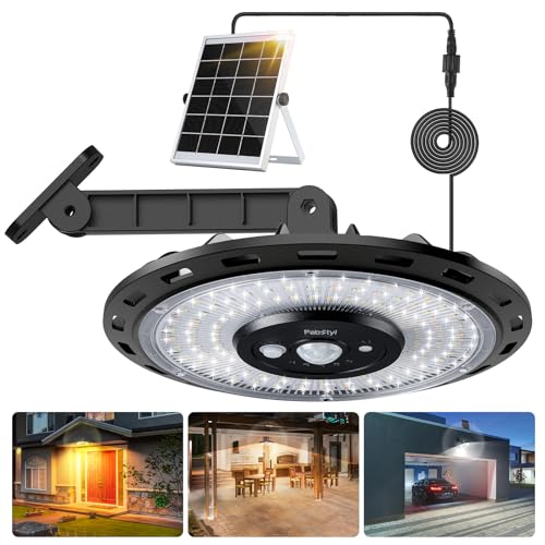 FabStyl Solar Light Indoor Outdoor, 3000LM Solar Shed Light Rotation Design, Waterproof 5 Modes (2 for All Day Lighting) Motion Sensor, Dimmable Remote for Barn Patio Chicken Coop Gazebo Garage - Image 1