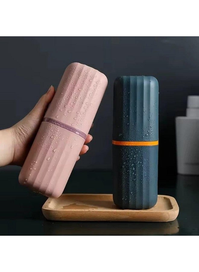 iSTAR Plastic Capsule Shape Travel Toothbrush Toothpaste Case Holder, Portable Toothbrush Toothpaste Case Storage, Toothbrush Holder for Camping, Business and School Trip | Pack of 2 (Random Color) - Image 2