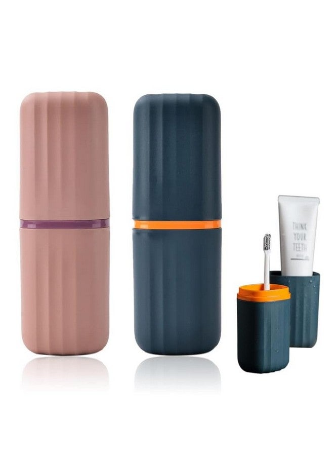 iSTAR Plastic Capsule Shape Travel Toothbrush Toothpaste Case Holder, Portable Toothbrush Toothpaste Case Storage, Toothbrush Holder for Camping, Business and School Trip | Pack of 2 (Random Color) - Image 1