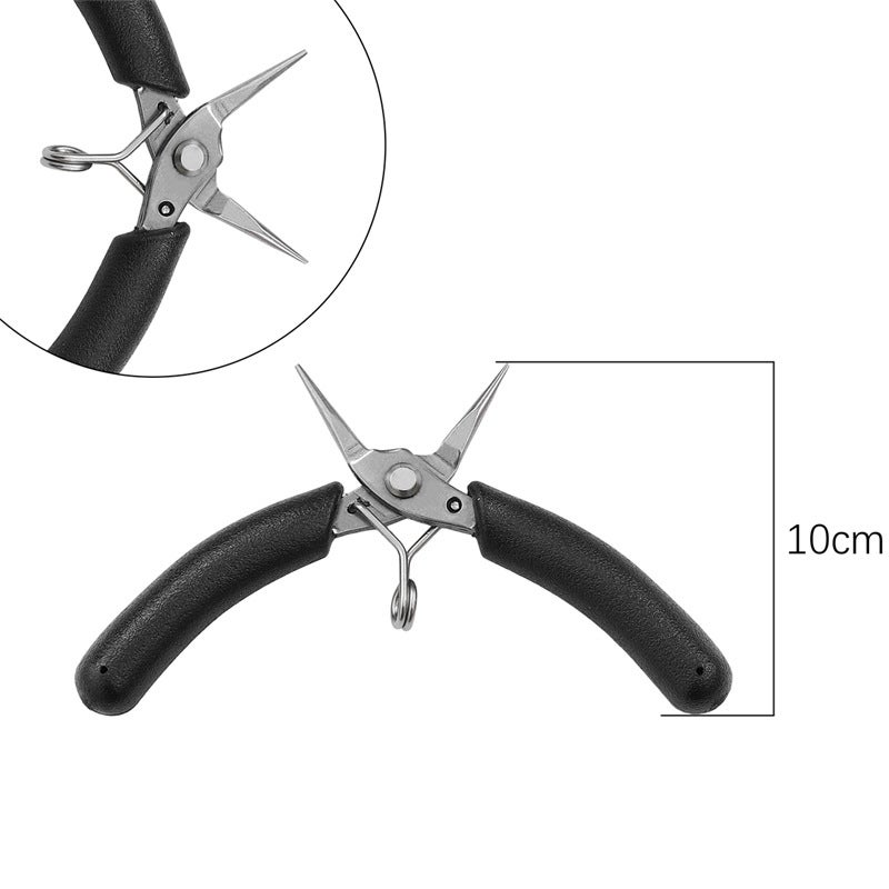 Handmade DIY Tool Pliers Multifunctional Punching Pliers Jewelry Toothless Pointed Nose Pliers Oblique Wire Cutting Pliers Hardware Tools #35 501Y round pliers 1 card/bag 