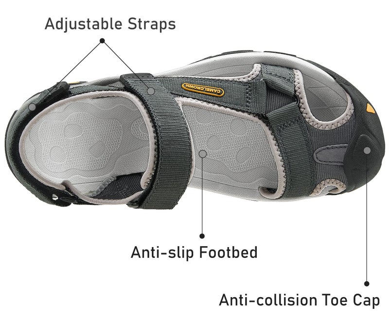 CAMEL CROWN Men's Waterproof Hiking Sandals Closed Toe Water Sandals Athletic Sport Sandals for Summer Outdoor Beach Wading Boat for Hiker Gray 9 - Image 3