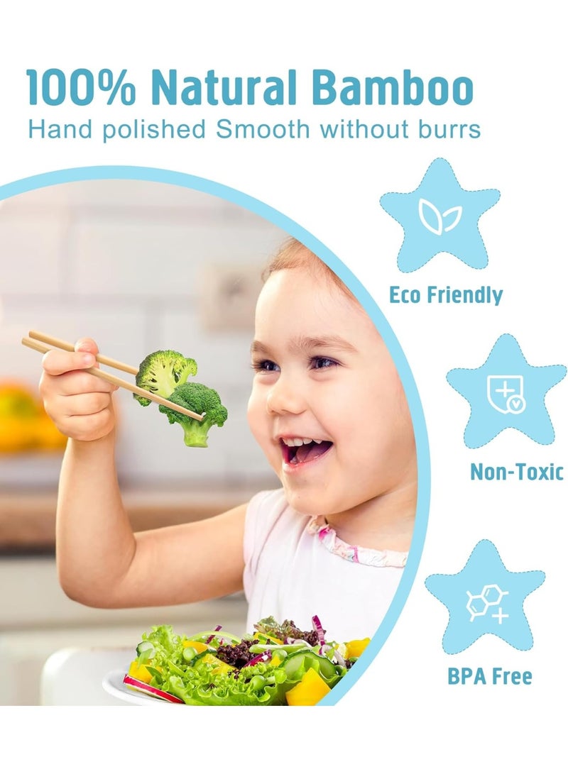 عيدان طعام قصيرة للأطفال، مصنوعة من الخيزران، قابلة لإعادة الاستخدام، مناسبة للتدريب للمبتدئين - 10 أزواج - Image 4