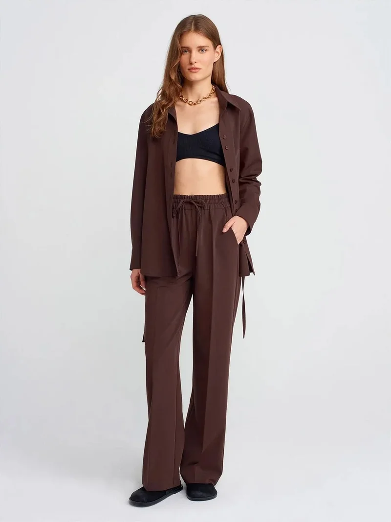 ديلفين Dilvin Wide-Leg Jersey Trousers