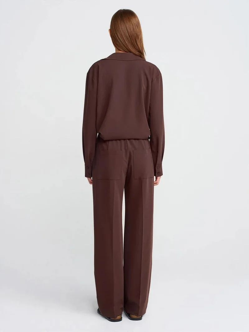 ديلفين Dilvin Wide-Leg Jersey Trousers