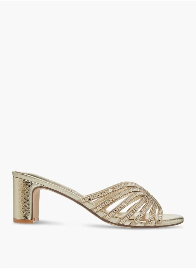 سيليست Women's Embellished Slip-On Sandals with Block Heel