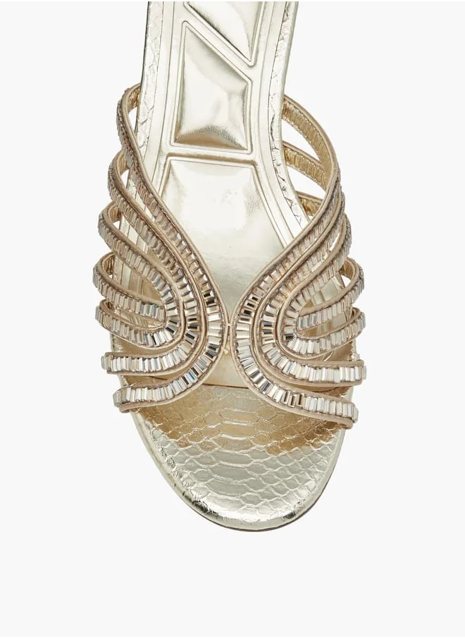 سيليست Women's Embellished Slip-On Sandals with Block Heel