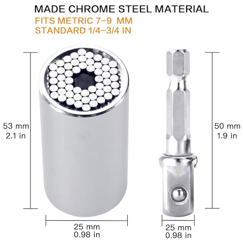 Jishi Gifts for Men, Stocking Stuffers for Adults Men, Super Universal Socket Tool, Birthday Christmas Dad Gifts for Dad Him Husband, Grip Socket Set w/Power Drill Adapter, Cool Tools Gadgets for Mens Gifts - Image 2