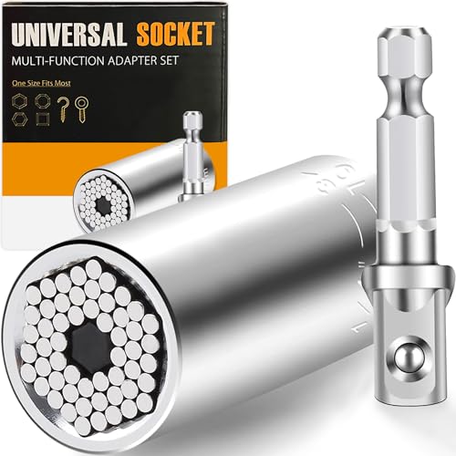 Jishi Gifts for Men, Stocking Stuffers for Adults Men, Super Universal Socket Tool, Birthday Christmas Dad Gifts for Dad Him Husband, Grip Socket Set w/Power Drill Adapter, Cool Tools Gadgets for Mens Gifts - Image 1