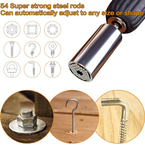Jishi Gifts for Men, Stocking Stuffers for Adults Men, Super Universal Socket Tool, Birthday Christmas Dad Gifts for Dad Him Husband, Grip Socket Set w/Power Drill Adapter, Cool Tools Gadgets for Mens Gifts - Image 3