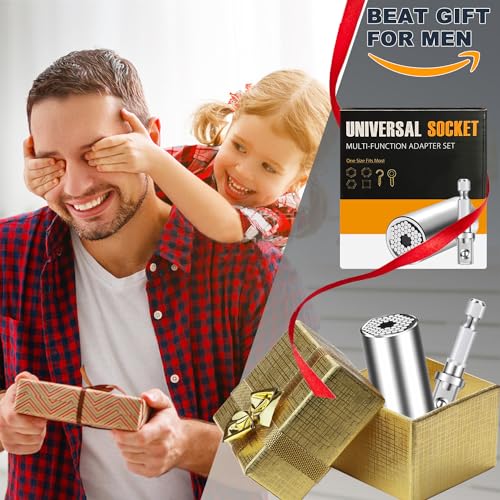 Jishi Gifts for Men, Stocking Stuffers for Adults Men, Super Universal Socket Tool, Birthday Christmas Dad Gifts for Dad Him Husband, Grip Socket Set w/Power Drill Adapter, Cool Tools Gadgets for Mens Gifts - Image 5