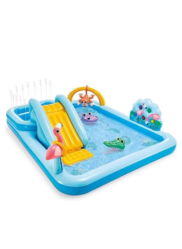 INTEX - Jungle Adventure Inflatable Play Center with Slide 244x198x71cm - Image 1