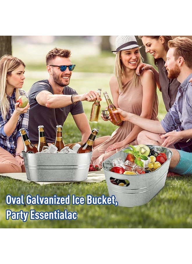 L&E Galvanized Bucket 15L with Portable Ice Bucket Large Metal Beverage Bucket for Party Beer Drink Storage Bucket Ice Bucket for Mimosa Bar Supplies 2PCS  - Image 3