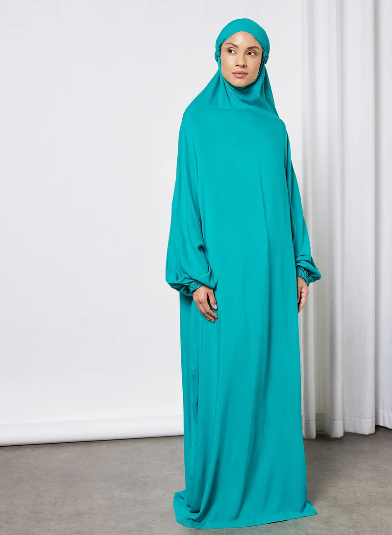 Hayat Praying Dress In Plain Colour With Attached Veil