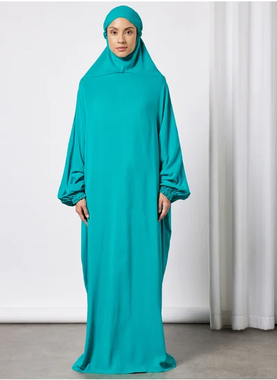 Hayat Praying Dress In Plain Colour With Attached Veil