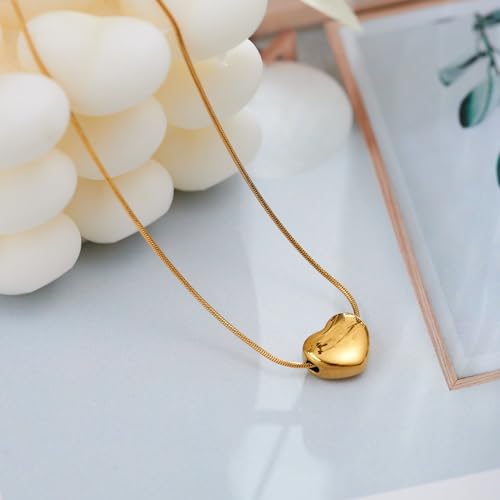 MEENAZ pendant necklace chain for women girls Love anti tarnish stainless steel gold stylish Neck Chain | Heart Locket | Modern Design | Birthday Gift Valentine| Aesthetic Jewellery | Accessories - Image 2