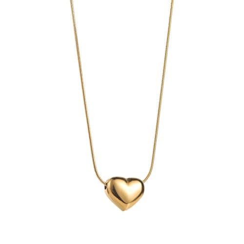 MEENAZ pendant necklace chain for women girls Love anti tarnish stainless steel gold stylish Neck Chain | Heart Locket | Modern Design | Birthday Gift Valentine| Aesthetic Jewellery | Accessories - Image 1