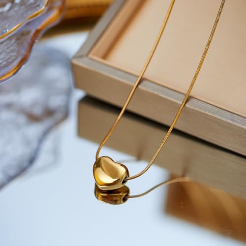 MEENAZ pendant necklace chain for women girls Love anti tarnish stainless steel gold stylish Neck Chain | Heart Locket | Modern Design | Birthday Gift Valentine| Aesthetic Jewellery | Accessories - Image 4