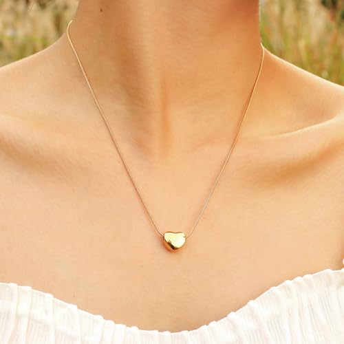 MEENAZ pendant necklace chain for women girls Love anti tarnish stainless steel gold stylish Neck Chain | Heart Locket | Modern Design | Birthday Gift Valentine| Aesthetic Jewellery | Accessories - Image 3