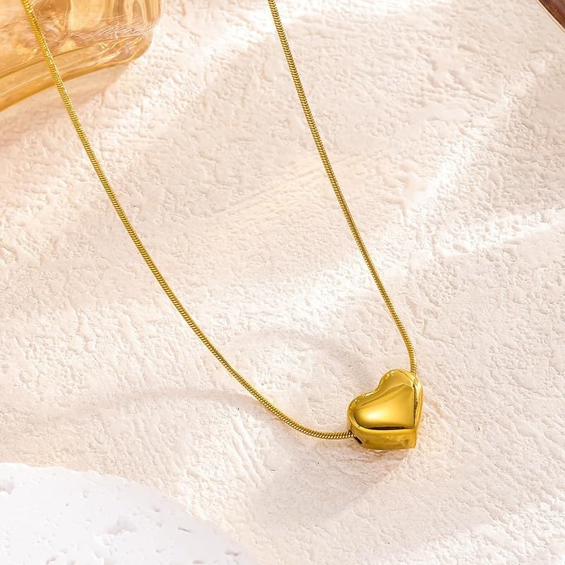 MEENAZ pendant necklace chain for women girls Love anti tarnish stainless steel gold stylish Neck Chain | Heart Locket | Modern Design | Birthday Gift Valentine| Aesthetic Jewellery | Accessories - Image 5