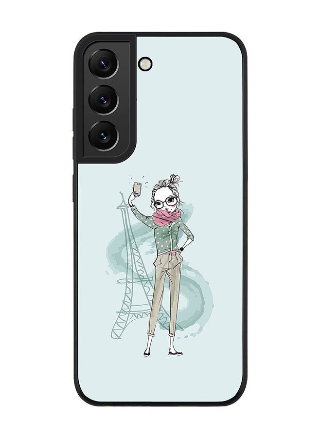 Stylizedd Rugged Black edge case for Samsung Galaxy S21 FE 5G Slim fit Soft Case Flexible Rubber Edges Anti Drop TPU Gel Thin Cover - Selfie by Eiffel - Image 1