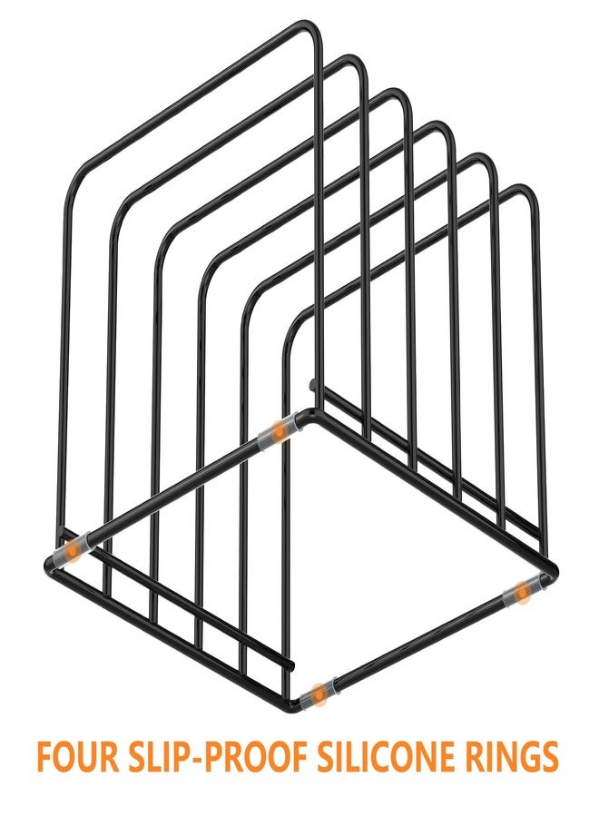 KORRTFID Kitchen Cabinet Organizer, Steel Cookware Holder, Divided Holder with 5 Slots for Skillets Baking Tray and Chopping Board Rack - Pan Holder Storage (2 PCS) - Image 4