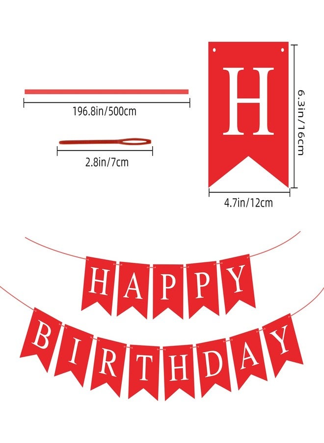 Eaezerav Red Happy Birthday Banner Bunting Sign, Garland Tea Party Decorations, Christmas Thanksgiving Party Supplies for Kids and Adults - Image 2
