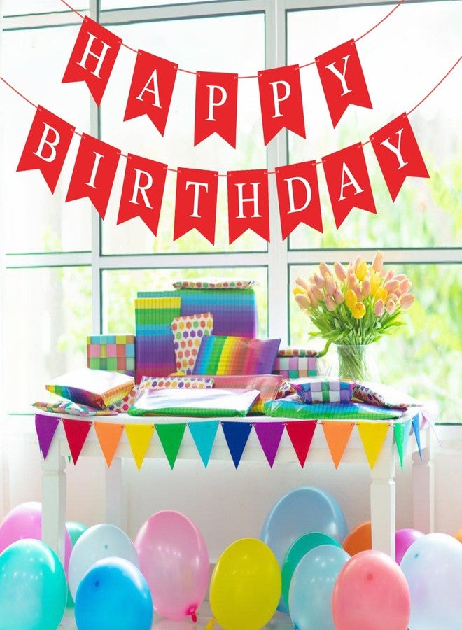 Eaezerav Red Happy Birthday Banner Bunting Sign, Garland Tea Party Decorations, Christmas Thanksgiving Party Supplies for Kids and Adults - Image 4