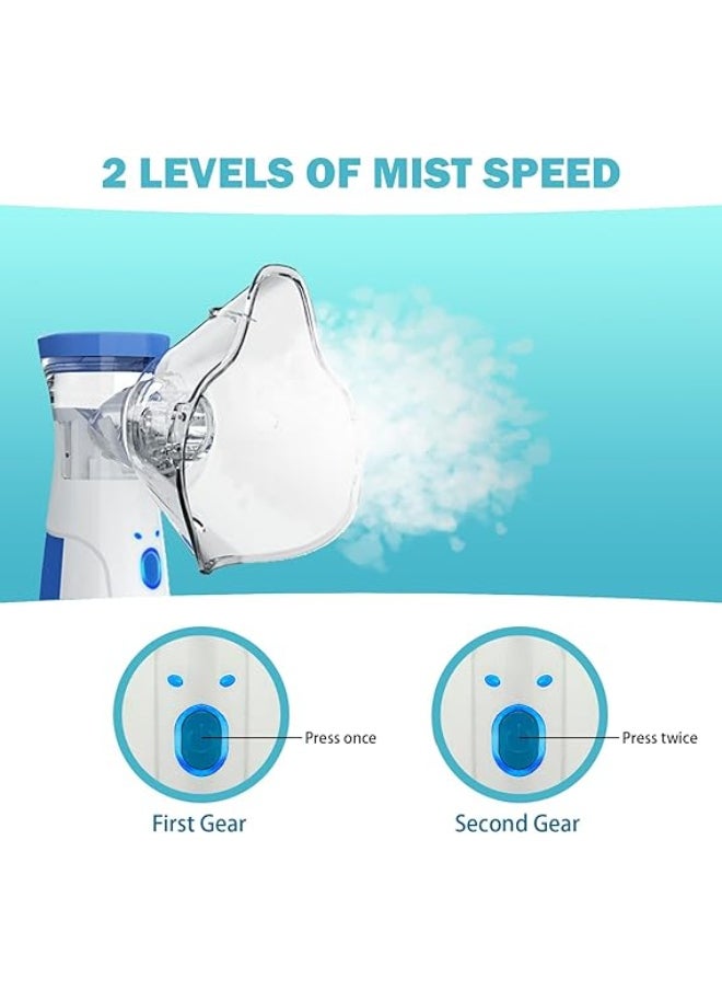 Generic - Ultrasonic Inhaler for Adults and Children – Quiet Inhalation Device with 3 Speeds, USB-C Rechargeable, Long Battery Life – Includes Mouthpiece & 2 Masks – Grey - Image 1