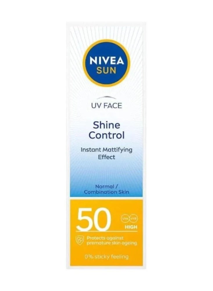 Nivea UV Face Shine Control Tinted Cream Medium Shade SPF50 50ml - Image 1