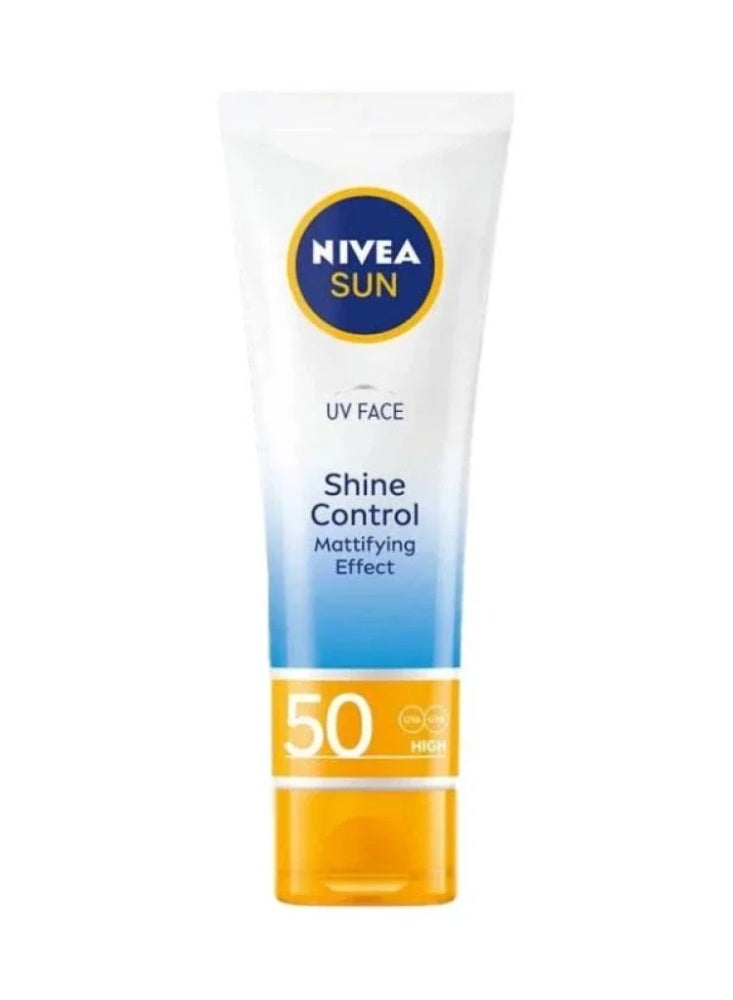 Nivea UV Face Shine Control Tinted Cream Medium Shade SPF50 50ml - Image 2
